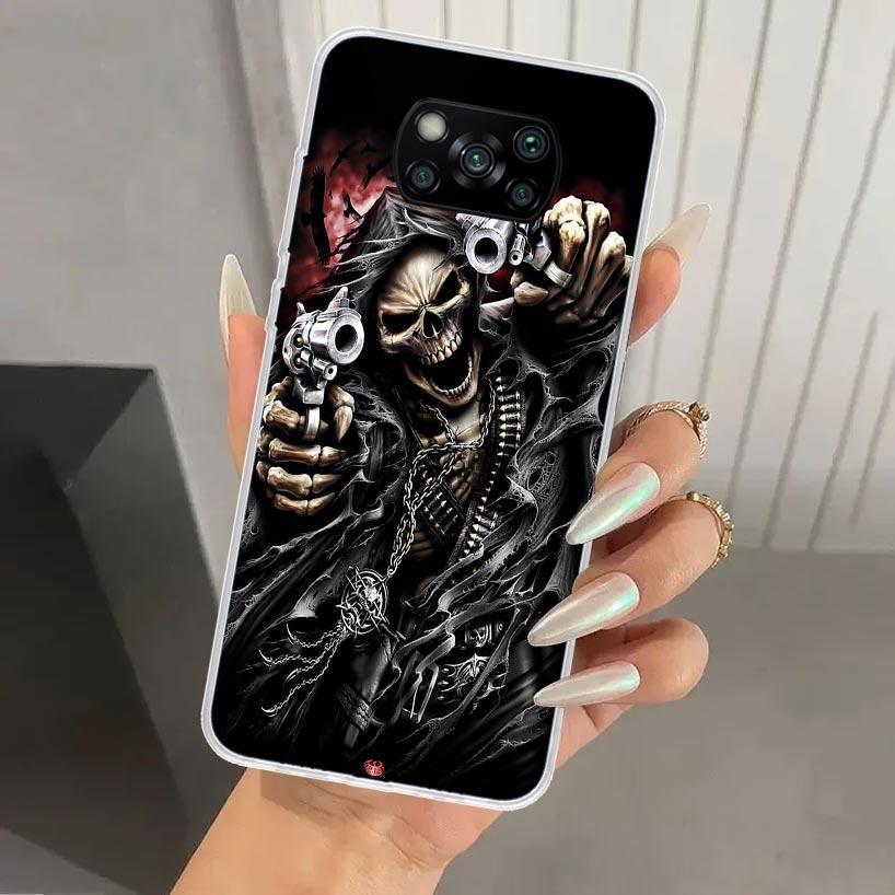 Grim Reaper Skull Skeleton Phone Case for Xiaomi Poco X5 X6 X7 Pro F7 Ultra M7 Redmi 15 15C 13 13C 12 12C 10 10A 10C 9 9A 9C 9T