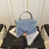 2026 New Denim Fringe Chain Solid Color Small Square Shoulder Crossbody Top Handle Bag Women Retro Fashi Handbag