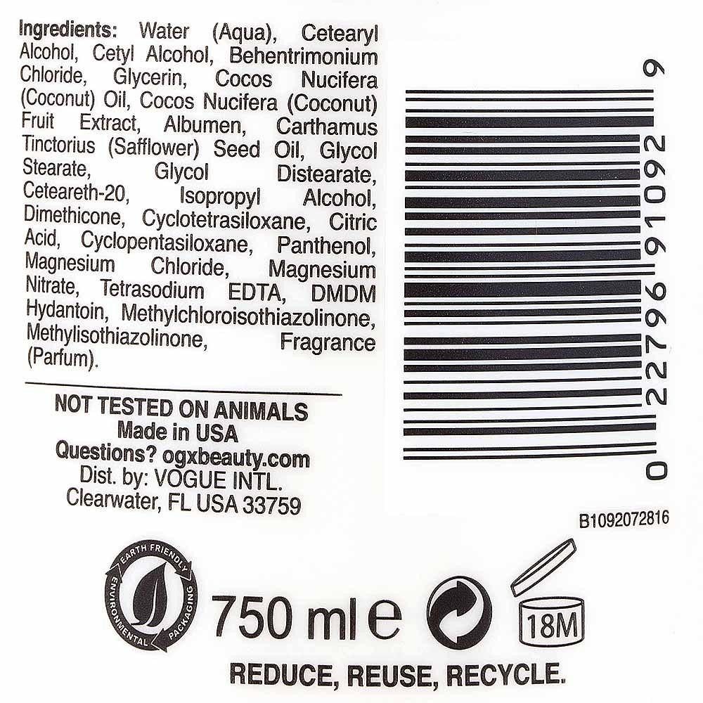 Ozzy X Coconut Milk Conditioner, 750ml, 1 Unit