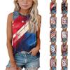 Sleeveless Loose Fit Tank Top for Girls Independence Day Denim Print Round Neck Tee Shirt