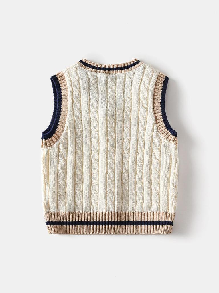 2026 Autumn Boys' Wool Vest: Baby Badge Personalized Sweater