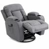 Reclining Massage and Heating Chair, Adjustable Backrest, Swivel, 82 x 99 x 103 cm, Light Gray