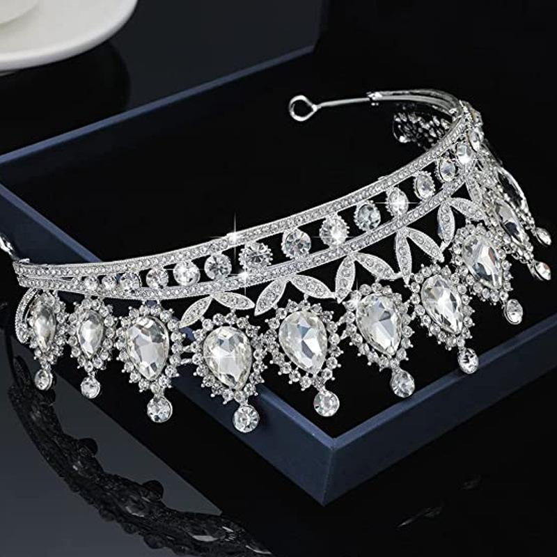 Brautkrone, Barock-Tropfen-Diamant-Prinzessinnenkrone, Performance-Geburtstags-Tiara, Hochzeitskleid-Zubehör