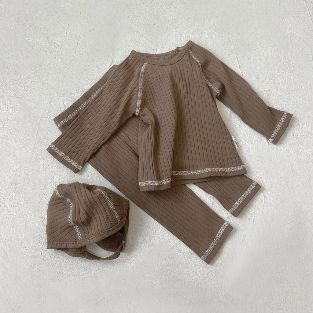 2025 Autumn Baby & Toddler A-Class Soft Ribbed T-Shirt + Base Layer Pajama Set