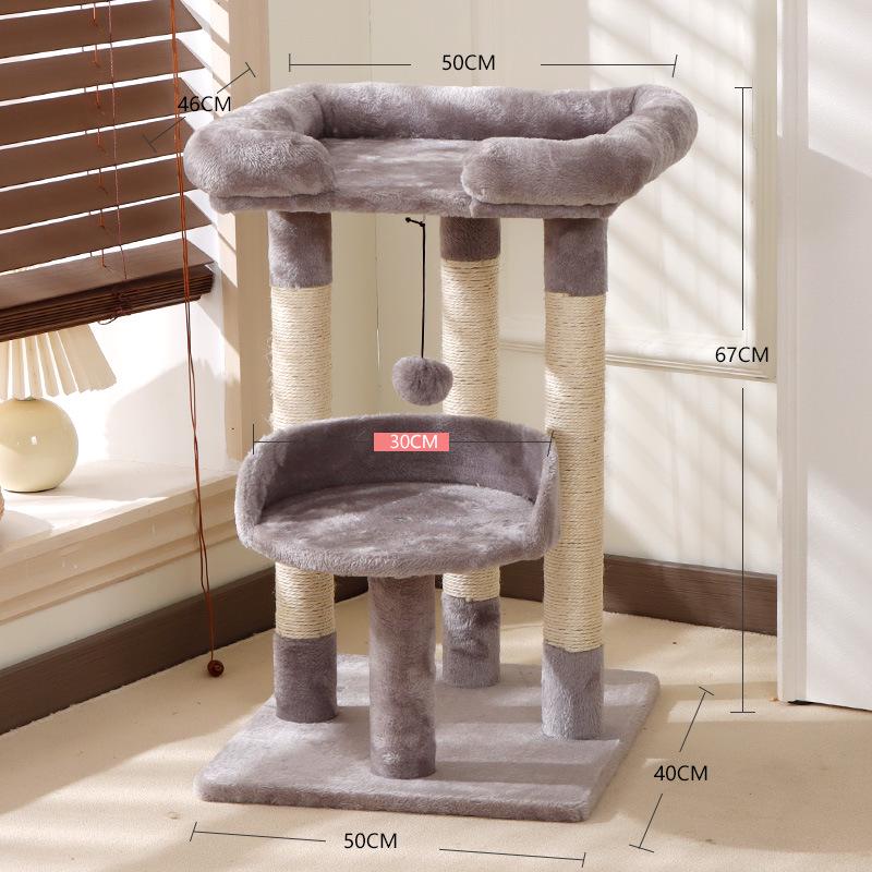 Compact Cross-Border Cat Climbing Frame: Large Cat Tree with Integrated Cat Nest, Space-Saving Design, Foreign Style