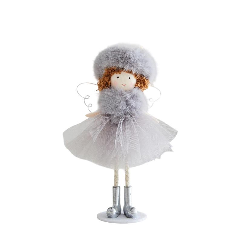 New Christmas Chiffon Dress Angel Girl Doll Ornament for Christmas Tree Decoration Cute Doll Pendant Gift