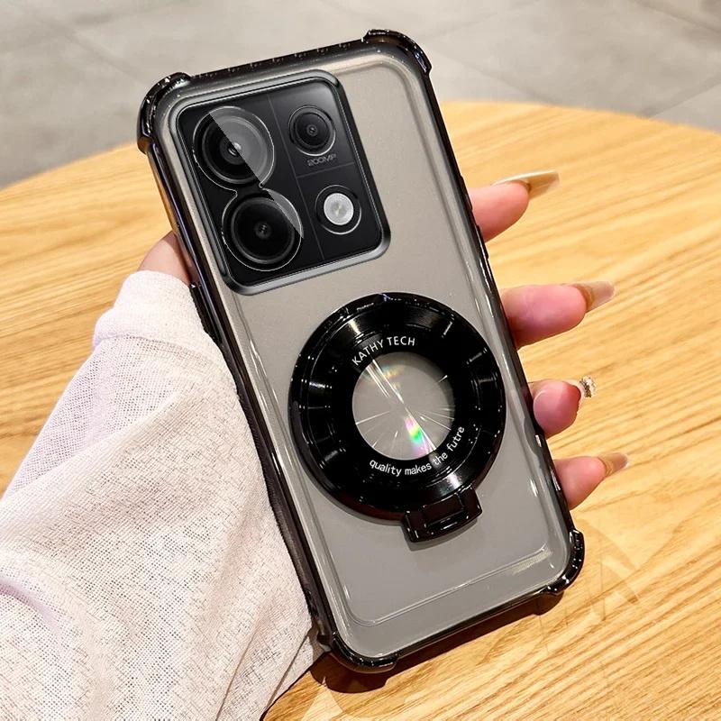 

Прозрачный противоударный чехол-держатель Magsafe с магнитной подставкой для Xiaomi Redmi Note 13 Pro 13R 12 11 10 Redmi 9 9C 10 12 Redmi Note 13