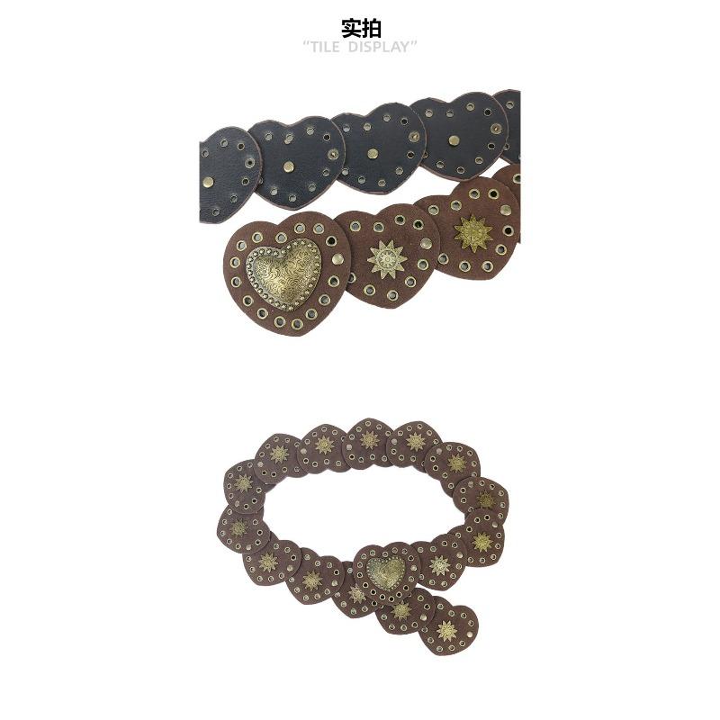 Metal beaded heavy industry adjustable pu leather trendy women's clothing matching belt for women