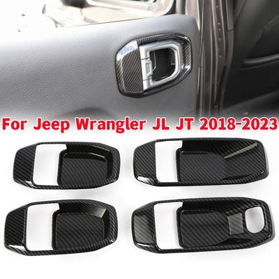 4Pcs/set Car Door Handle Bowl Cover Sticker Decorative Covers Interior Mouldings Fit for Jeep Wrangler JL JT