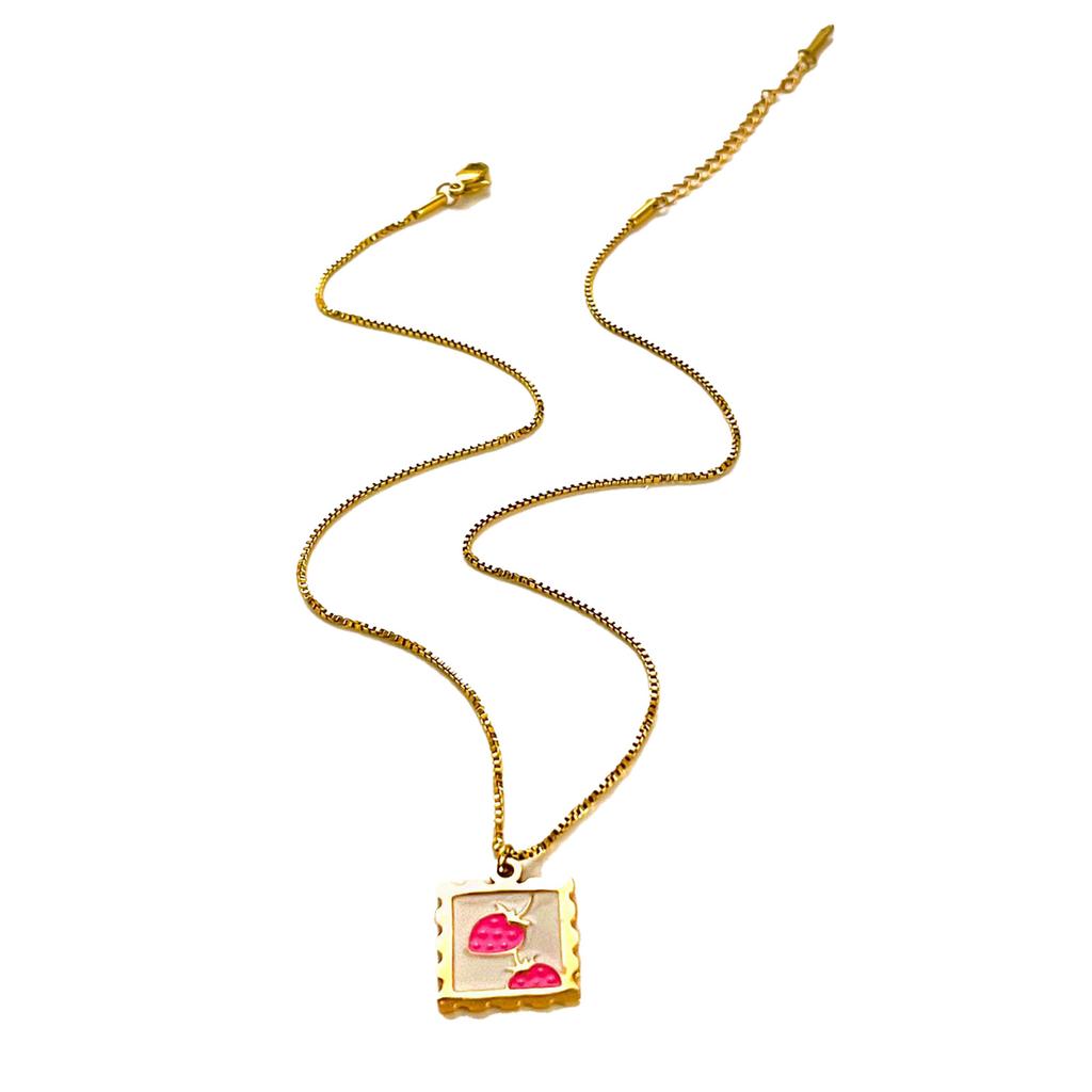Vintage Style Cherry/Strawberry/Lemon Charm Necklace Adjustable Length Neckchain Dainty Jewelry for Summer Vibes