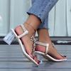 2023 Clear Platform Waterproof Chunky Heel Floral Roman Women's Sandals