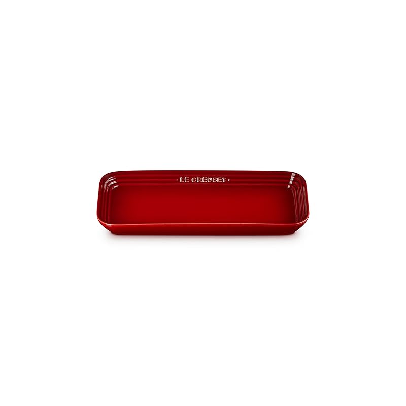 Le Creuset Léger Rectangular Plate, 25cm, Cherry Red, Heat-Resistant, Microwave-, Oven-, and Dishwasher-Safe, Ideal for Grilled Fish and Other