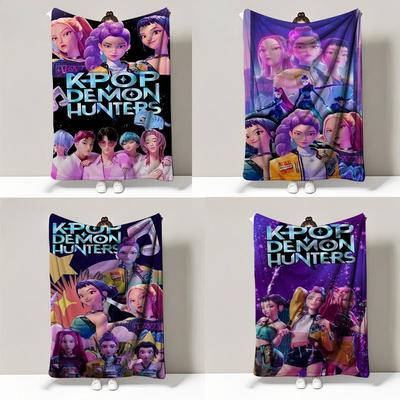K-Pop Demon Anime Hunter Nap Blanket Blanket Flannel Sofa Cover Blanket Home Travel Camping Sofa Picnic Naptime Blanket