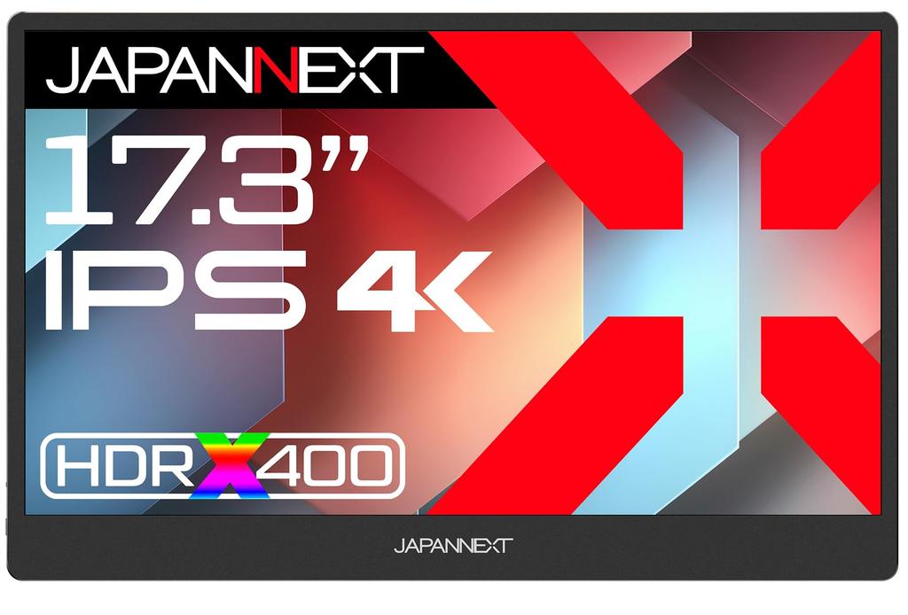 JapanNext Mobile Monitor with 4K Mini HDR400 Smart Case Included JN-MD-IPS173U 17.3-inch IPS-Equipped (3840x2160) Resolution, HDMI, USB-C, sRGB 100%,