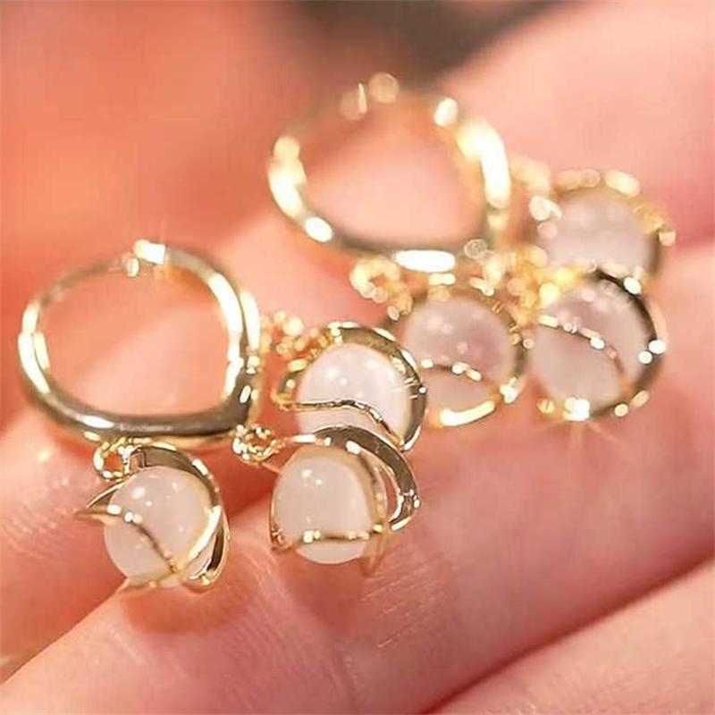 

Элегантные модные серьги с тремя камнями кошачий глаз для женщин и девушек, подарочные украшения оптом белый