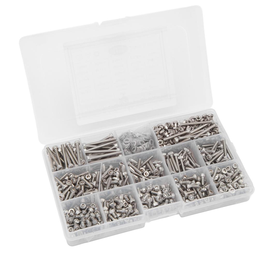 M3 Screw Assortment Kit 304 Stainless Steel Hex Socket Screws Nuts Washers Combination Set