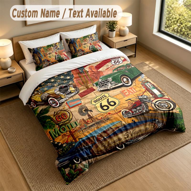 Adventure Journey Theme Personalized 3Pcs Bedding Set Custom Text & Name 1 Sheet 2 Pillowcases Household Bedding 1pc