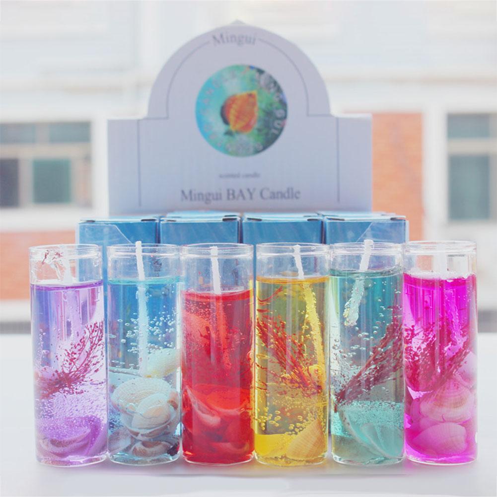 1Pc/12Pcs Aromatherapy Smokeless Candle with Ocean Shells Valentines Scented Jelly Candle 8x2.7x2.7cm