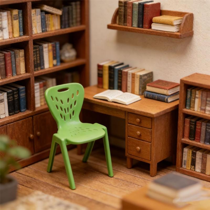 Colorful Doll Furniture Small Chair Model Figurine With Hole Design For Doll House Accessories And Kids Pretend Play Game