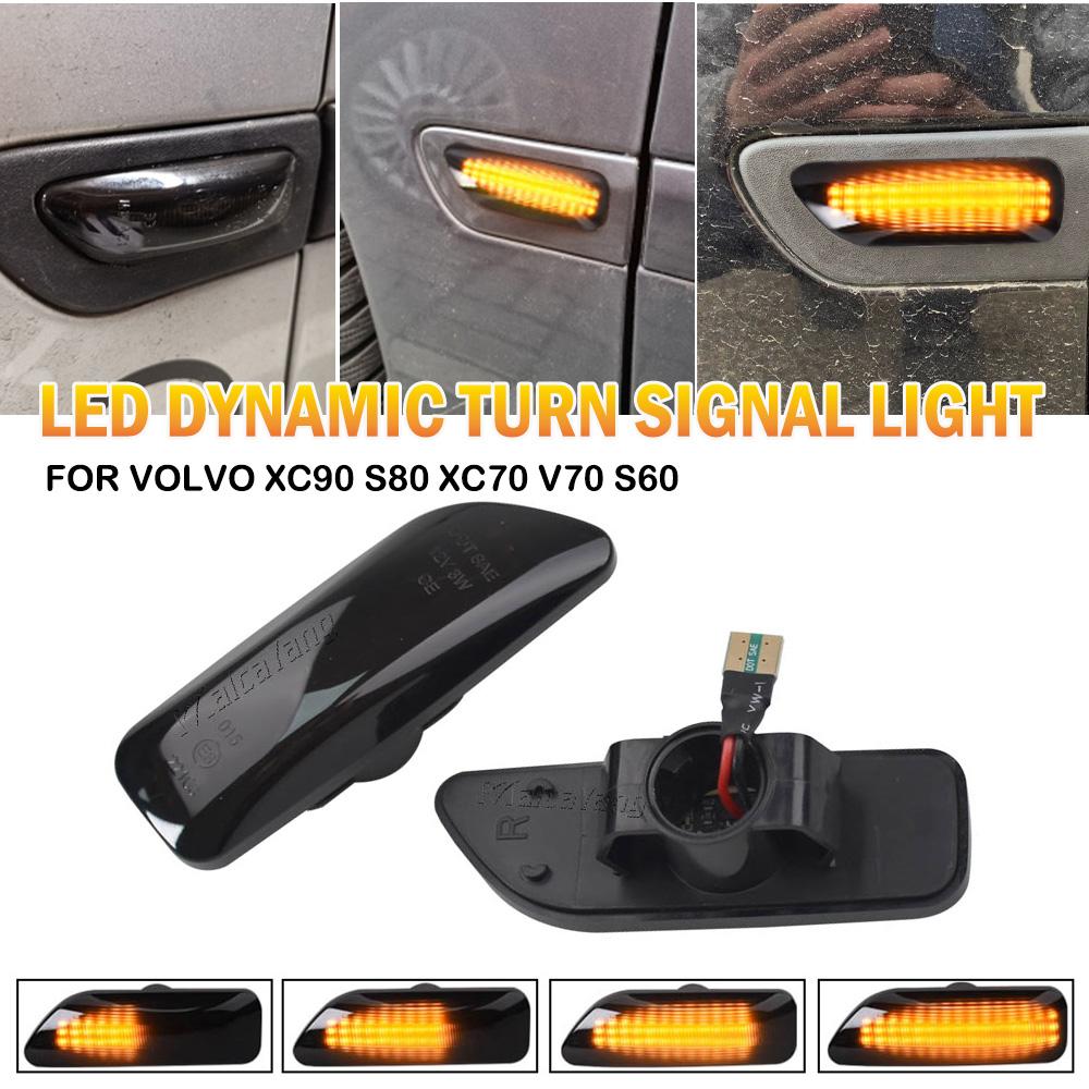 For Volvo XC90 MK1 XC70 V70 MK2 S60 S80 1999-2006 2Pieces Car Led Dynamic Blinker Turn Signal Light Side Marker Indicator Lamp