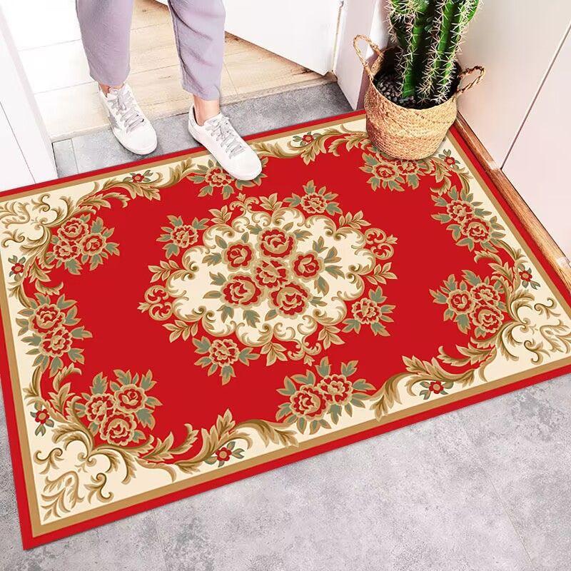 

European Style Home Decoration Luxury Carpet for Living Room Floral Pattern Sofa Table Mat Antiskid Home Entrance Rug Easy Clean 60*90cm