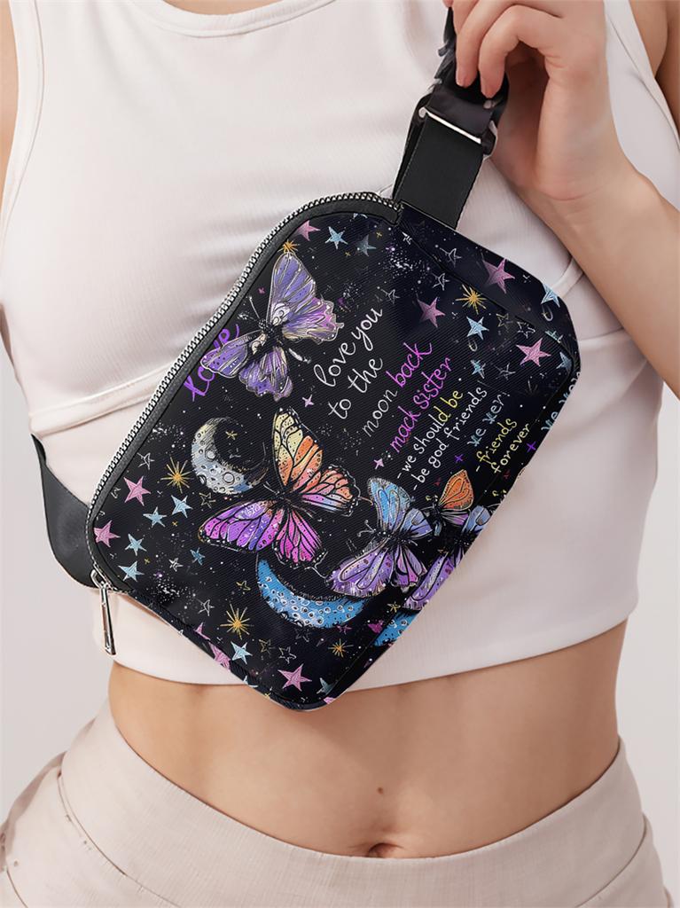 1pc, Butterfly Star Adjustable Crossbody Bag, Neutral Sports Waist Bag, Suitable for Running