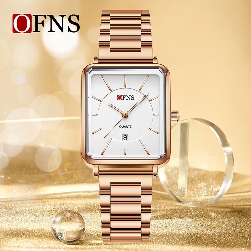 Women's Retro Square Watch Simple Three Needle Waterproof Calendar Display Light Luxury Elegant Quartz Watch