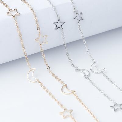 5Yard/Roll 2mm Hollowout Star Moon Link Chain Metal Copper Dangle Charm Chains For Jewelry Making DIY Bracelet Necklace Supplies