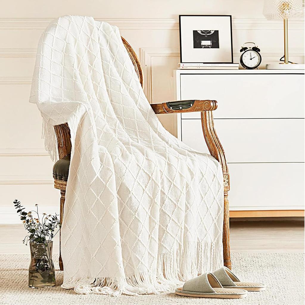 Throw Blanket for Couch Soft Living Room Home Decor Knitted Twin Size Blanket, Outdoor Lightweight Breathable Summer Warm Woven