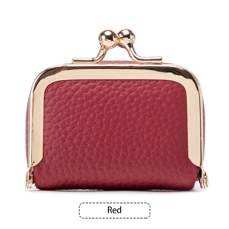 

In Stock: Genuine Leather Kiss Lock Mini Jewelry Pouch for Rings, Earrings, Necklaces & Earphones червоний