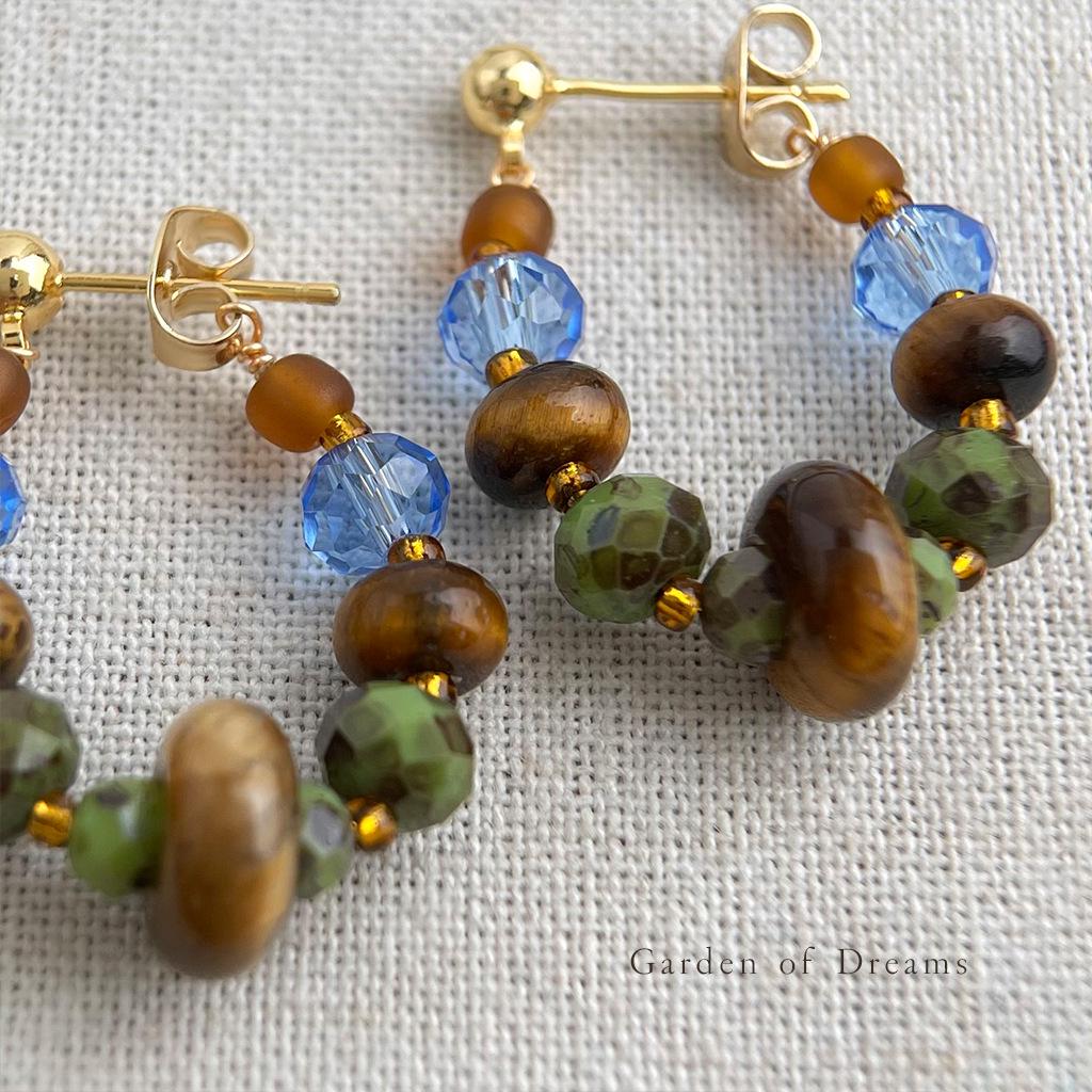 

Серьги-кольца из китайского тигрового глаза - Ретро этнический стиль для женщин