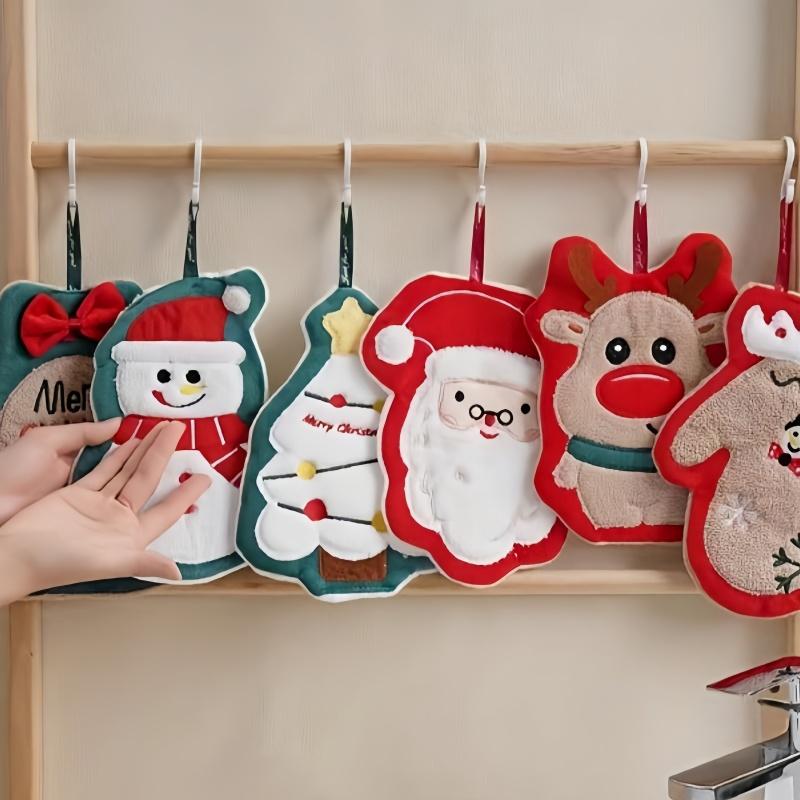 1-piece Christmas Handkerchief - Ultra Soft Coral Fleece with Cute Santa Super Absorbent, Suitable for Kitchens and Bath Rooms