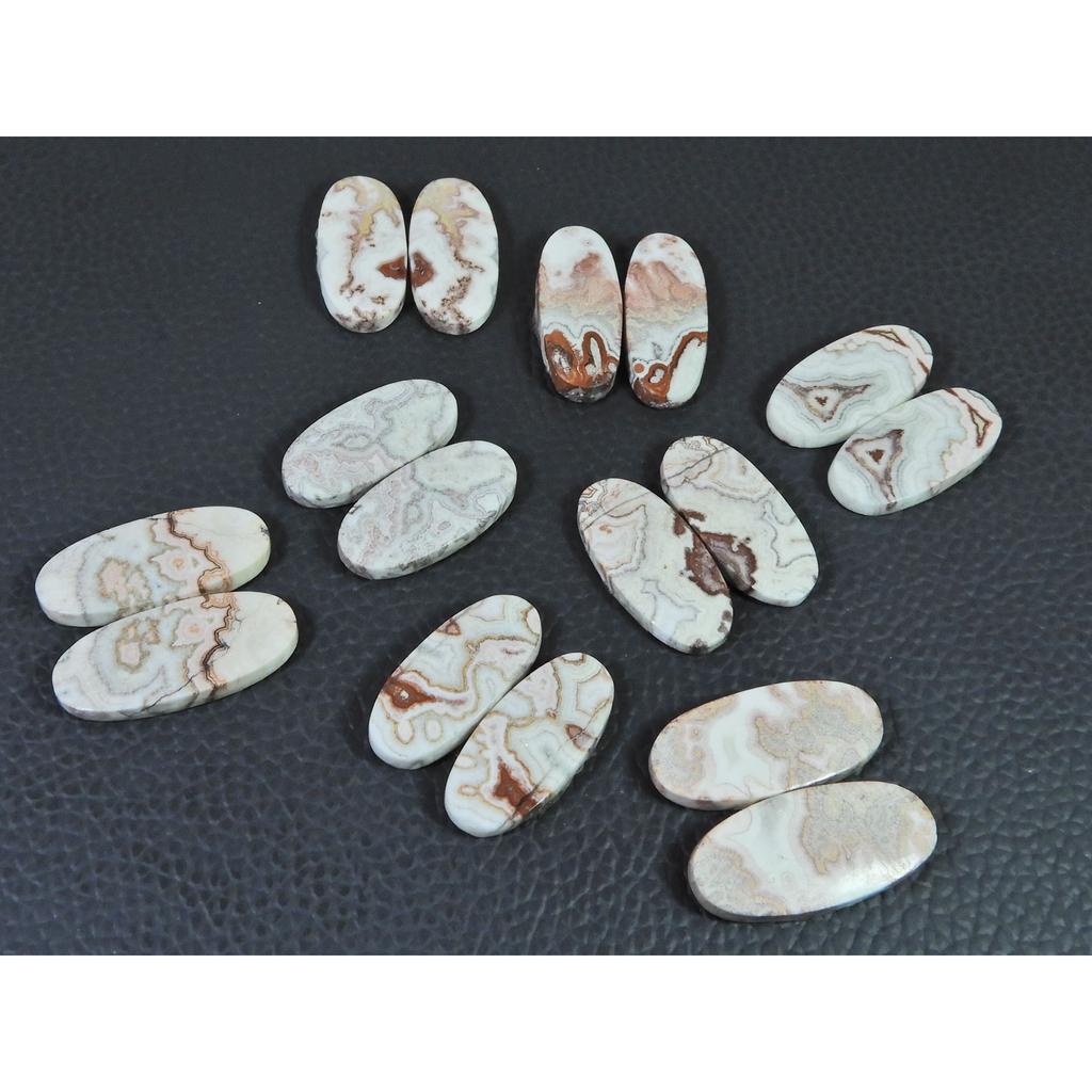 Natural Rosetta Crazy Lace Agate Oval Cabachon Loose Gemstone 08 Pcs Lot C-2611