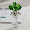 Crystal Rose Figurines Ornament,Crystal Bouquet Ornament Collectibles Handmade Rose Flower Gift for Wife Mom Girlfriend