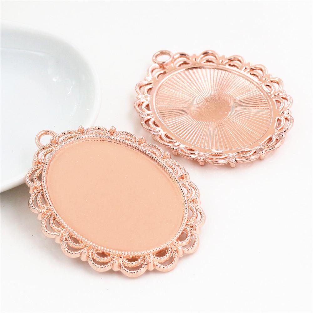 5 Stück 30x40mm Innenmaß 7 Farben Vergoldete Cabochon-Fassung Anhänger Charms