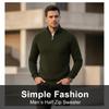 Men's Quarter Zip Pullover Sweater - Solid Color Long Sleeve Casual Top Slim Fit Half Zip Sweatshirt for Autumn & Winter Outwear