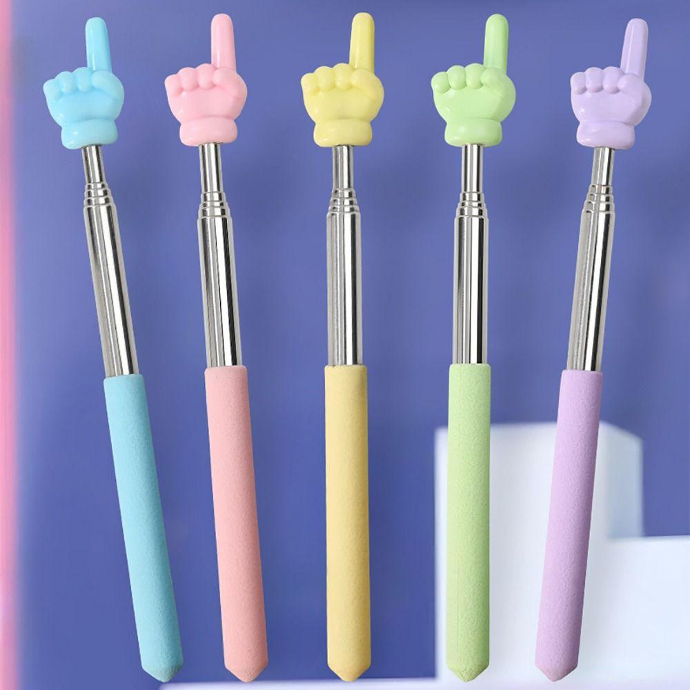 INS Stainless Steel Teaching Pointer Macaron Color Soft Finger Design Reading Sticks Retractable Teaching Stick School Office