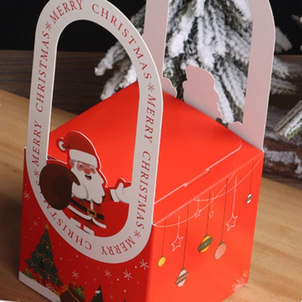 10pcs Paper Christmas Fruit Packaging Box Cute Xmas Eve Packaging Bag Christmas Gift Box Chocolate