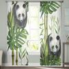 Akvarelová Panda Bambusové Listy Průsvitné Závěsy Ložnicová Voálová Záclona Obývací Pokoj Okenní Průsvitné Závěsy Kuchyňské Tylové Závěsy