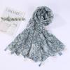Sciarpa Boho da donna, leggera, con stampa floreale, scialle con frange, moda autunno inverno
