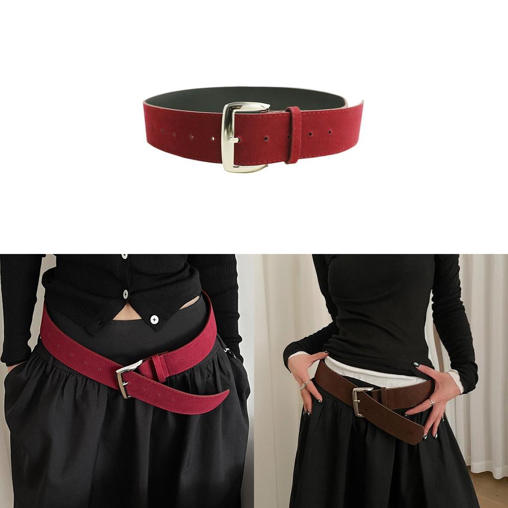 Vintage Style Pu Leather Belt For Women With Alloy Pin Buckle Suitable For Office Wear