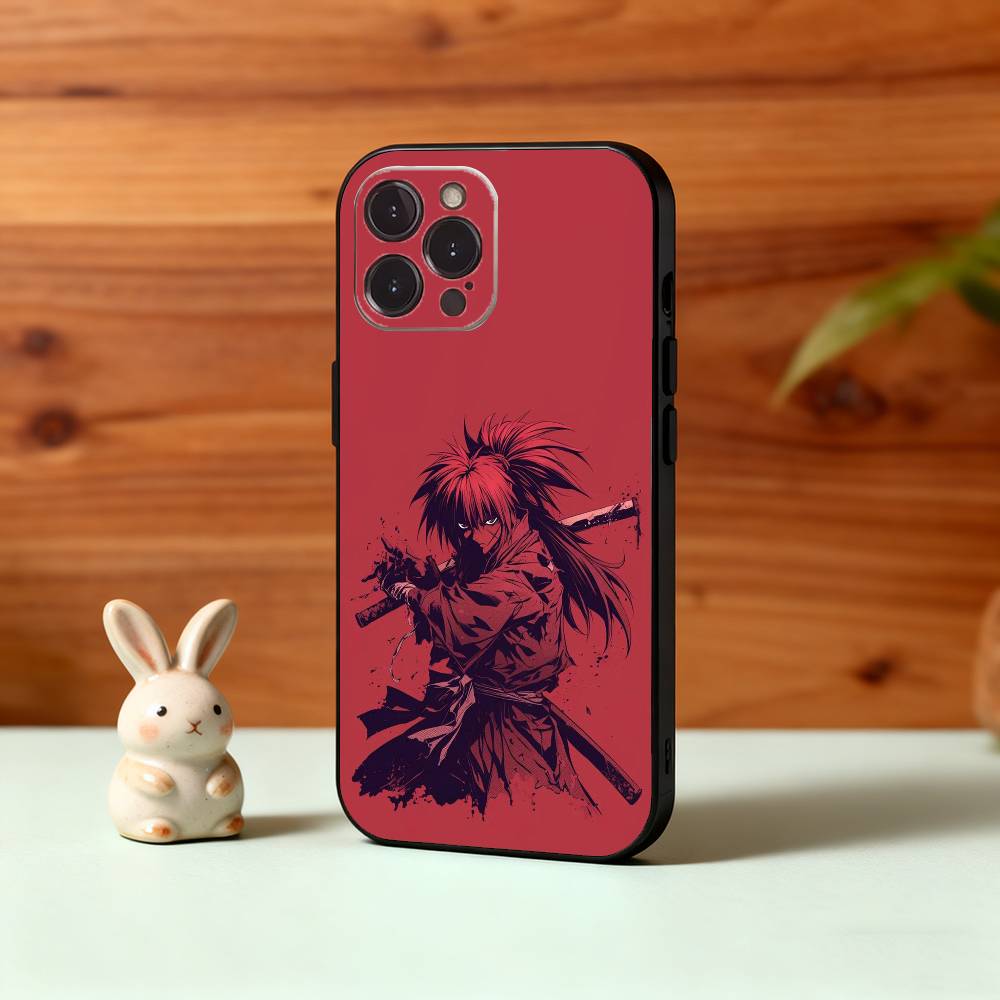 Anime R-Rurouni Kenshin Phone Case For iPhone17,16,15,14,13,12Plus,Pro Max,XS,5G Soft Silicone Black Cover