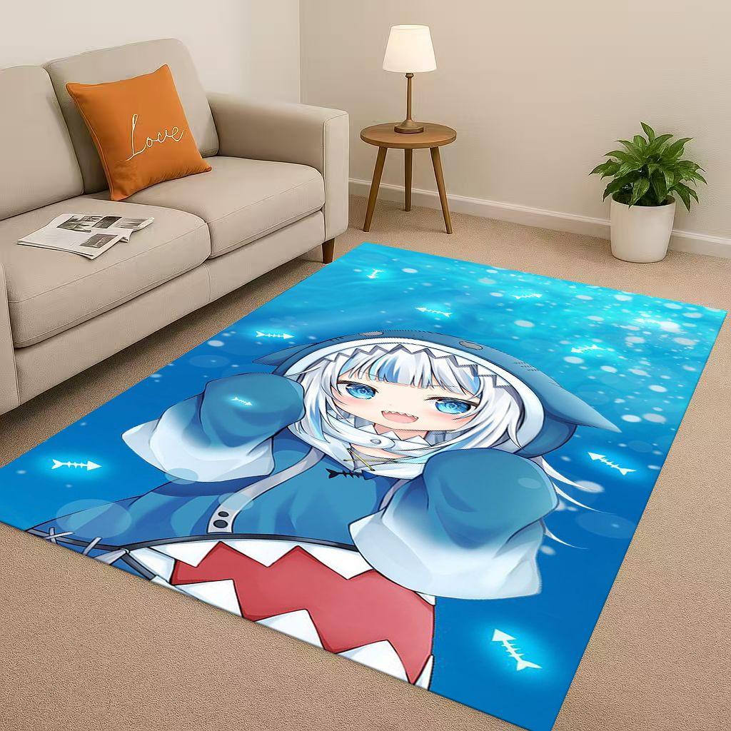 Anime Gawr Gura Hololive Cartoon Cute Girl Living Room Non Slip Area Rug Carpet for Bedroom Playroom Sofa,Home Decor Doormat