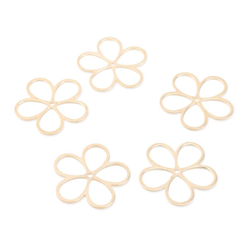 Pack of 10/20 Floral Jewelry Hollow Petal Pendants Small Flower Necklace Bracelet Supplies Alloy Material for Bracelet