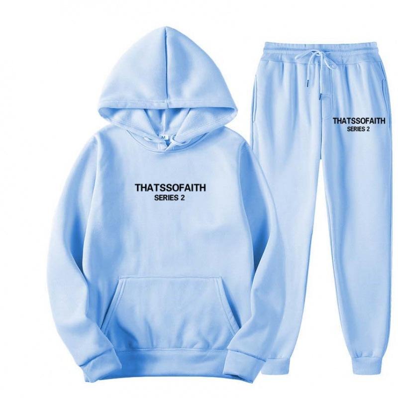 Independent Station Europe and the United States popular women's clothing letter printing hooded sweater fashion casual hair grabbing trousers set