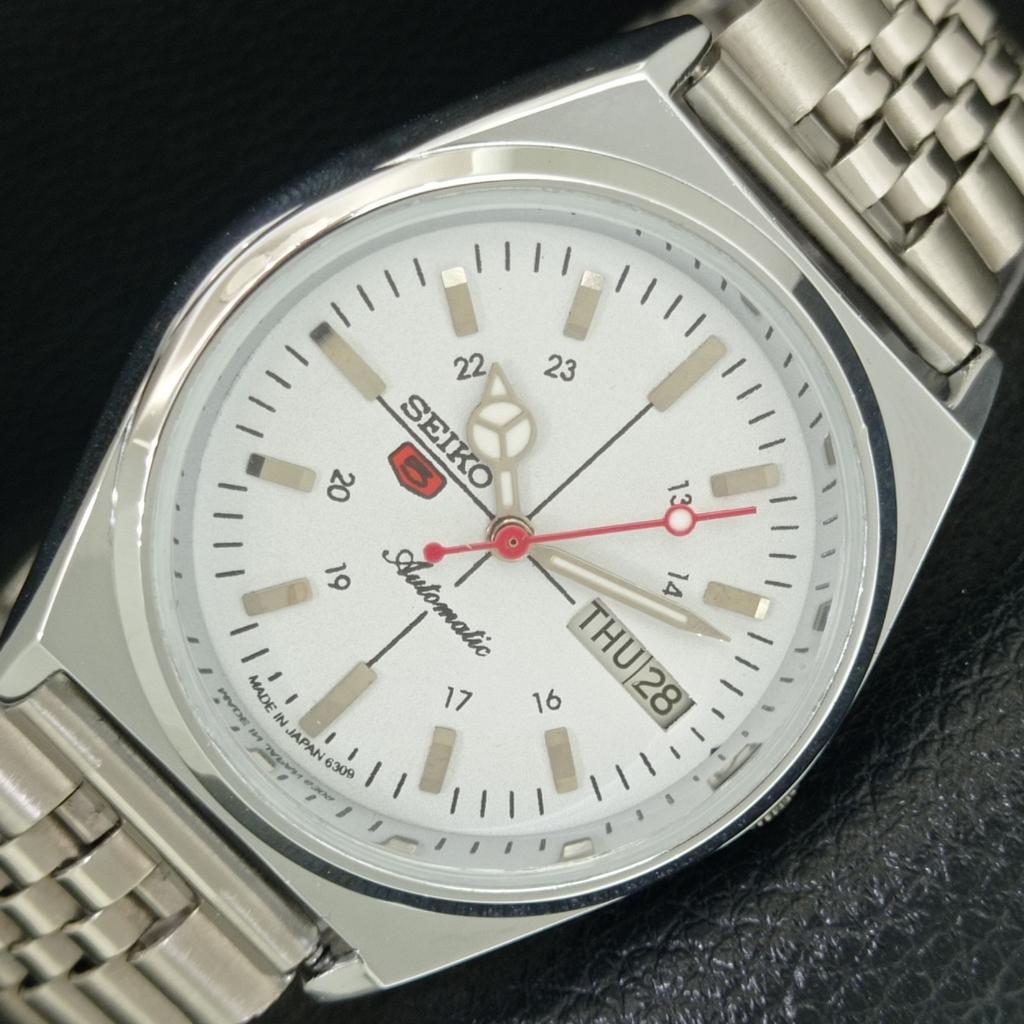 

VINTAGE REFURBISHED SEIKO 5 AUTOMATIC 6309A JAPAN MENS WHITE WATCH a442865-1