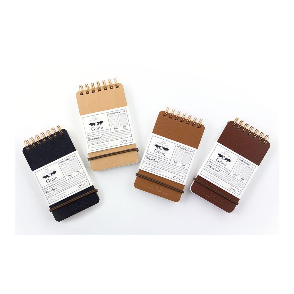Midori Memo Pad WM Ring Memo Grain Black 11796006 - Stylish Pocket Notebook