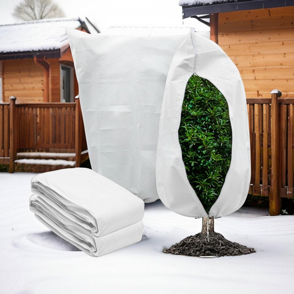 2er-Pack Frost-Pflanzenabdeckungen mit Reißverschluss und Kordelzug, Pflanzenschutz-Abdecktaschen für Winter-Außenpflanzen