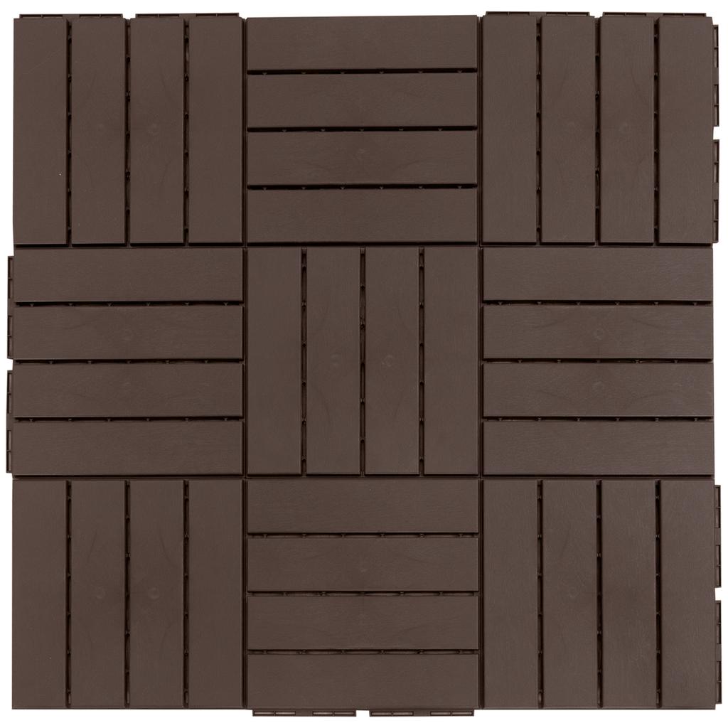 Terrace Tiles, 30 X 30 Cm, 9 Pieces, Click Tiles, Balcony Tiles with Click System, Drainage Function, Flooring Tile for Terrace, Balcony, Brown