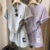 Women's 2025 Summer Korean Style Plus Size Casual Sportswear Set – Short Sleeve Top & Shorts for Running